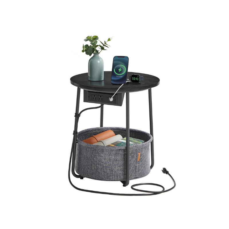 Side Table with Charging Station