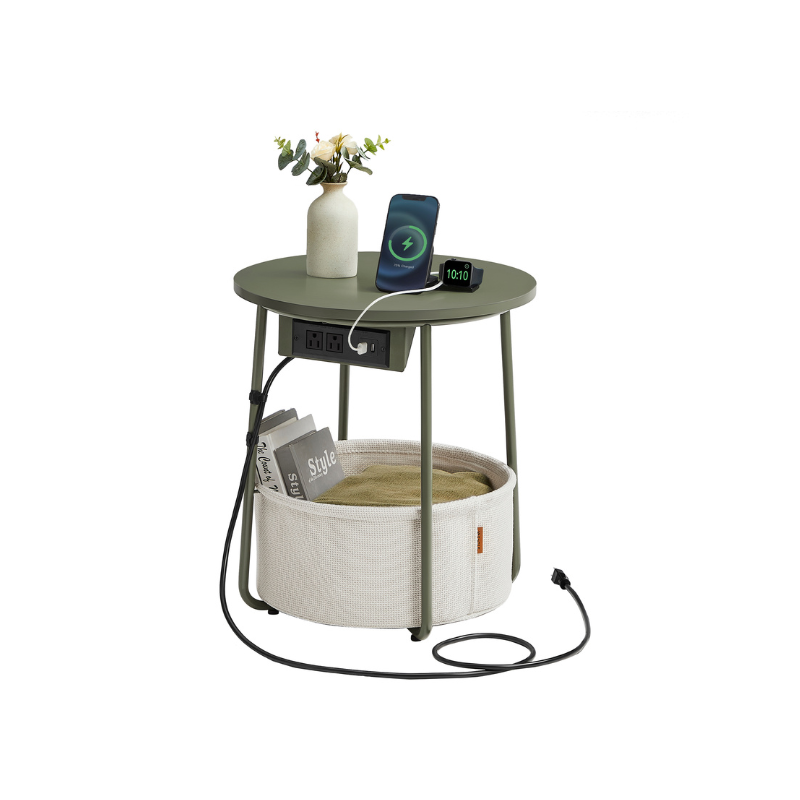 Side Table with Charging Station