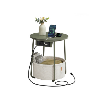 Side Table with Charging Station