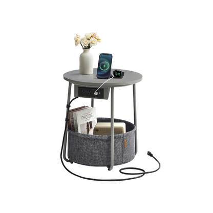 Side Table with Charging Station