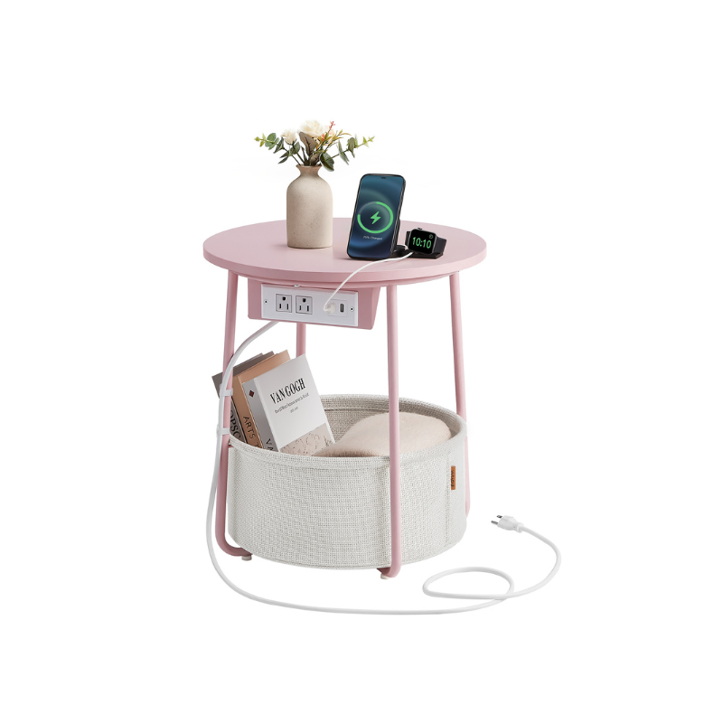Side Table with Charging Station