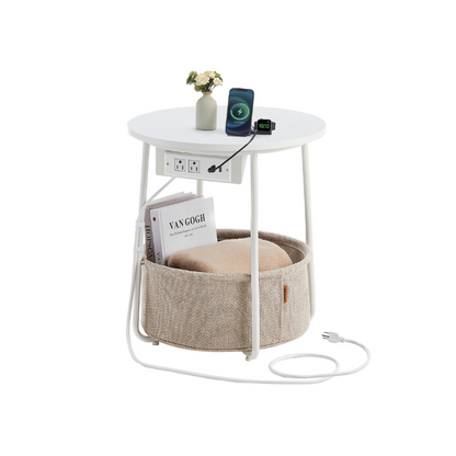Side Table with Charging Station