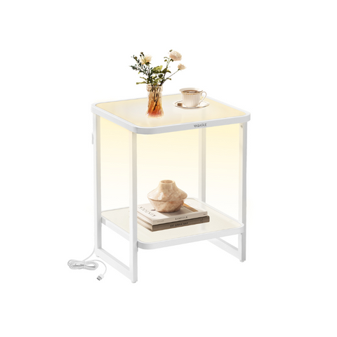 2-Tier Side Table with LED Lights