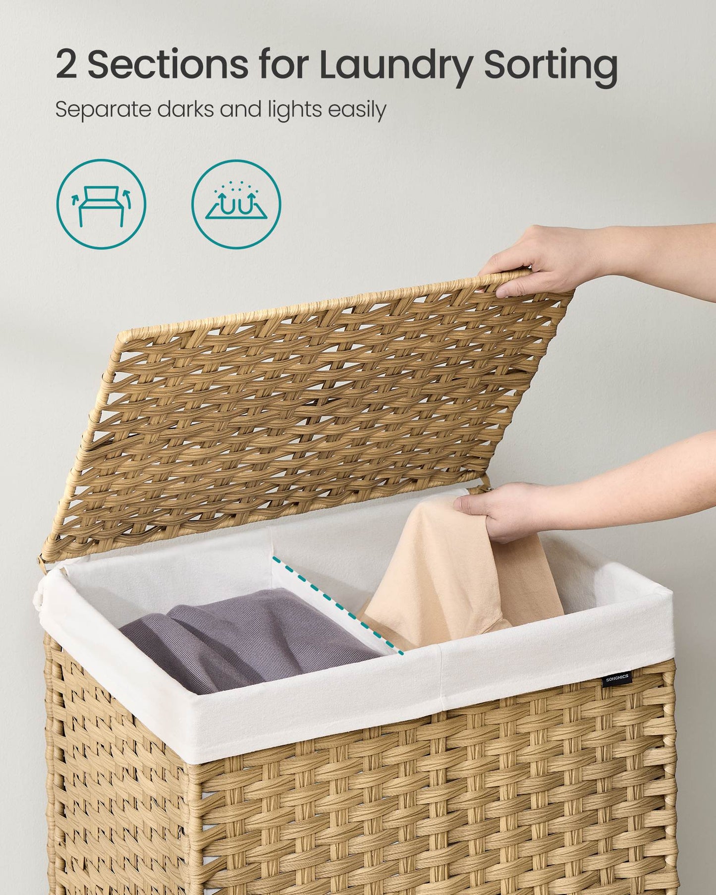 145L Rollling Laundry Hamper with Lid - HWLEXTRA 