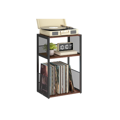 3-Tier Side Table, Vinyl Record Storage up to 100 Albums - HWLEXTRA 