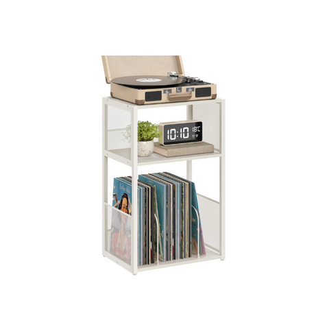 3-Tier Side Table, Vinyl Record Storage up to 100 Albums