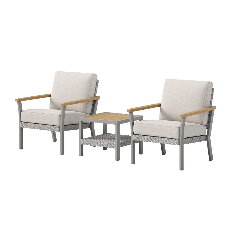 Sencillo Collection - 3 Piece Patio Furniture Set, 2 Lounge Chairs and 1 Coffee Table