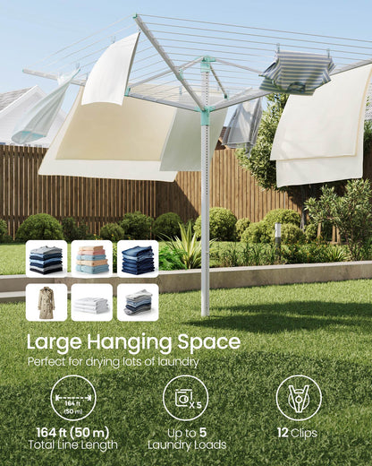 Umbrella Drying Rack, 164 ft Long Clothesline
