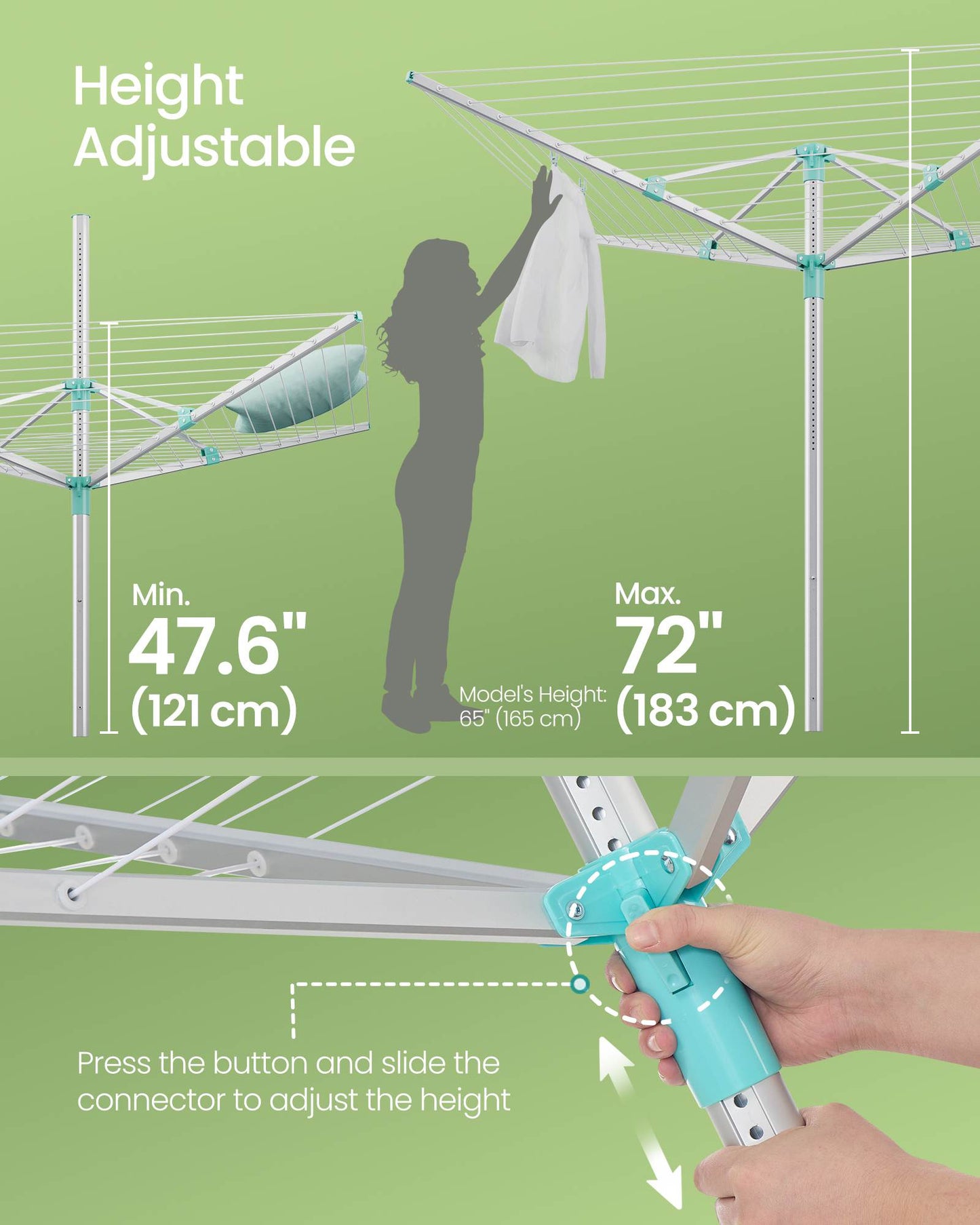 Umbrella Drying Rack, 164 ft Long Clothesline