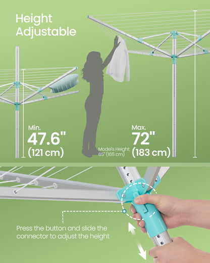 Umbrella Drying Rack, 164 ft Long Clothesline