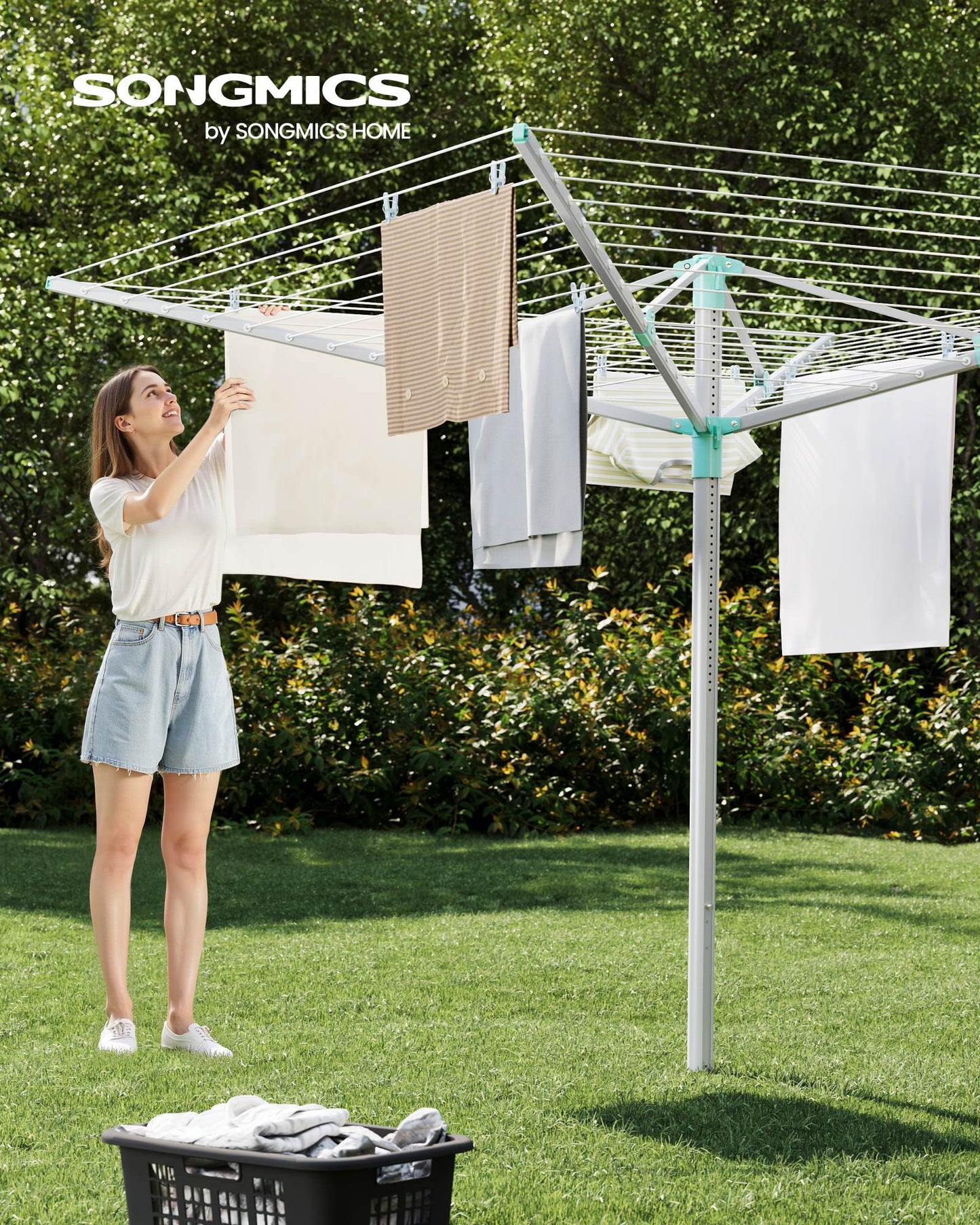 Umbrella Drying Rack, 197 ft Long Clothesline