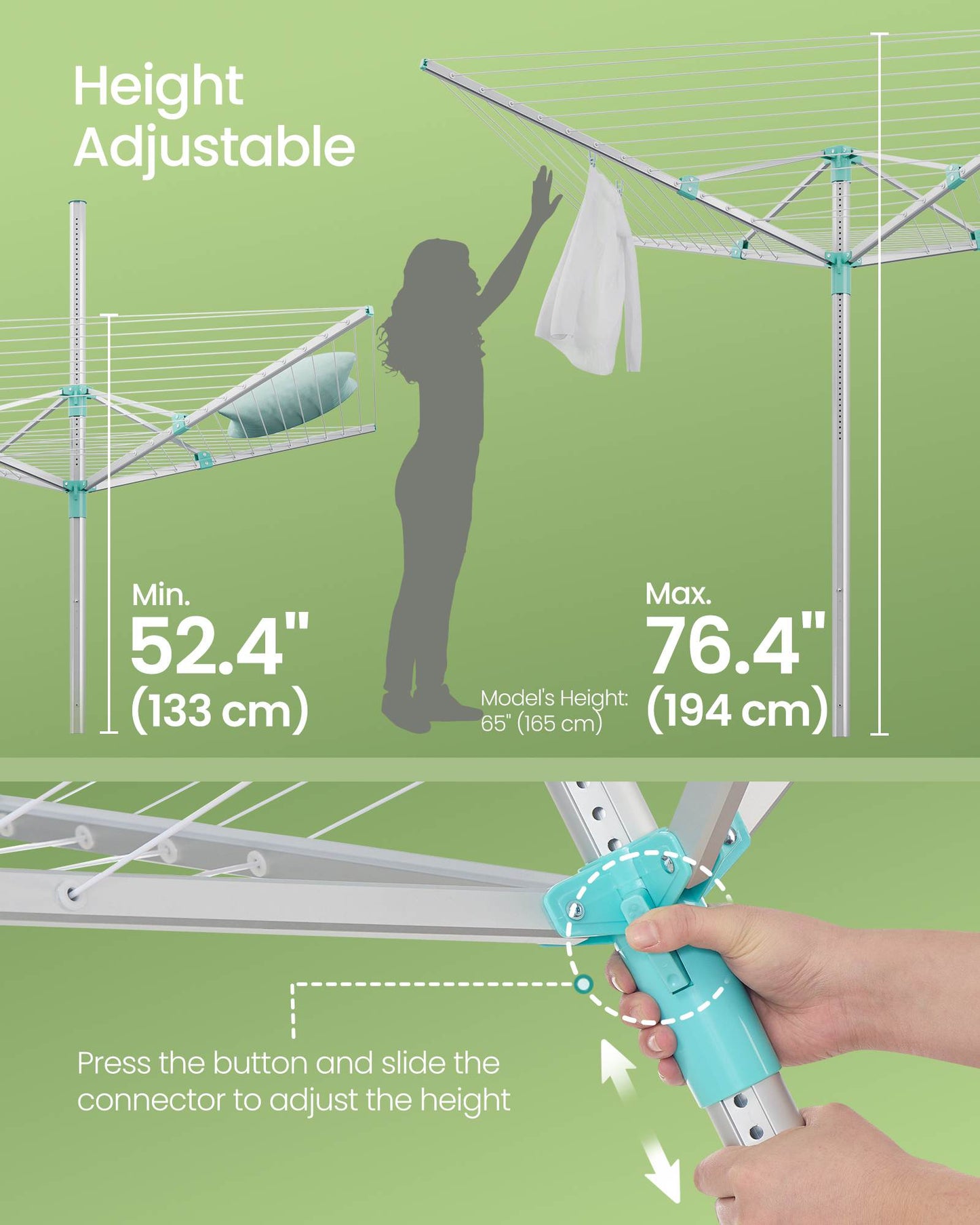 Umbrella Drying Rack, 197 ft Long Clothesline