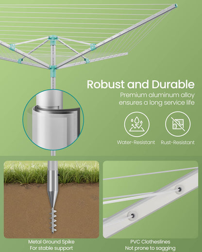 Umbrella Drying Rack, 197 ft Long Clothesline