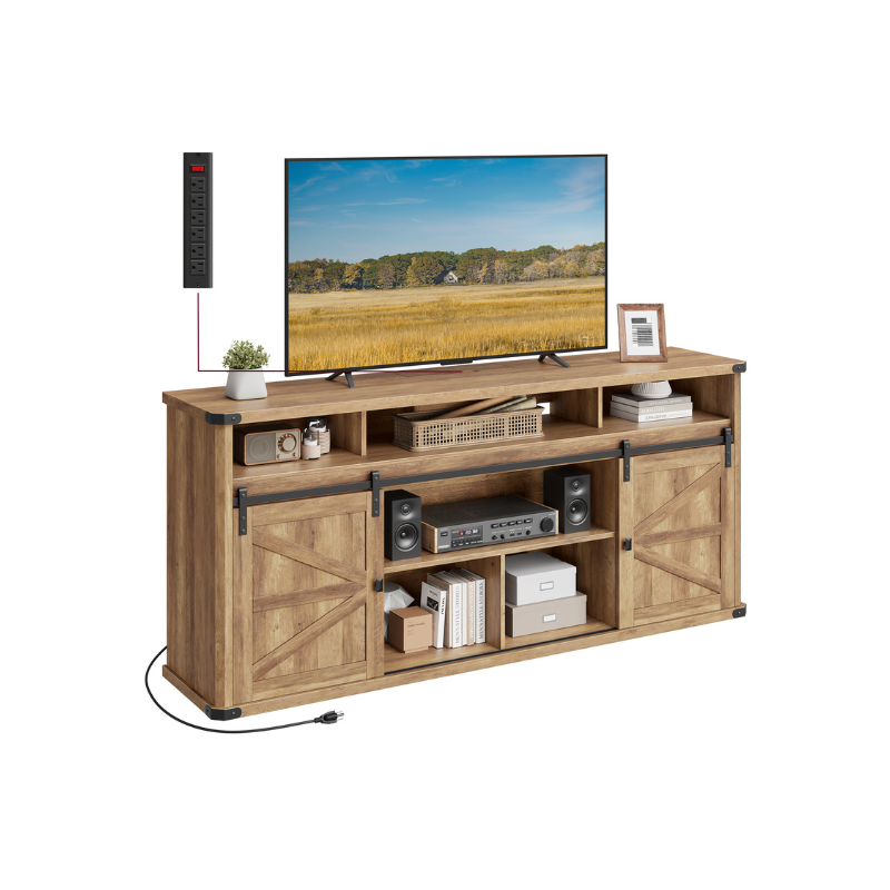 30" High TV Stand for TVs up to 75 Inches Honey Brown