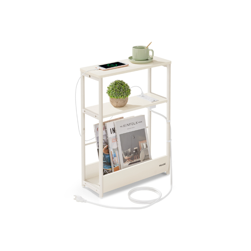 Narrow End Table with Charging Station