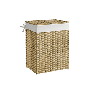 Synthetic Rattan Clothes Laundry Basket with Lid, 23.8 Gallon (90 L)