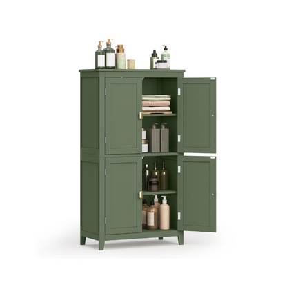 Bathroom Floor Storage Cabinet with 4 Doors