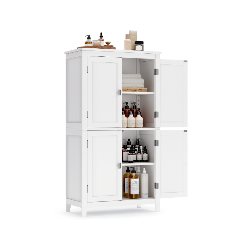 Bathroom Floor Storage Cabinet with 4 Doors