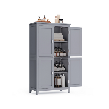 Bathroom Floor Storage Cabinet with 4 Doors