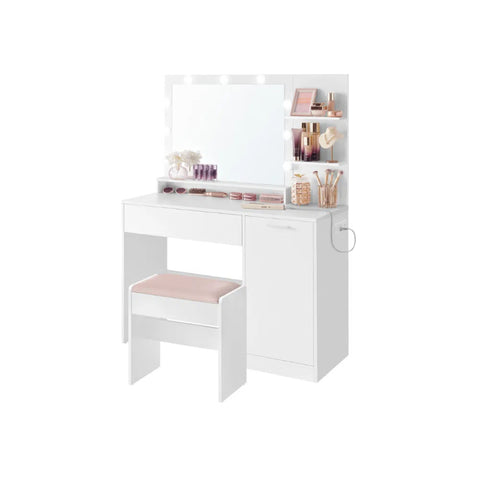 Vanity Desk with Mirror and Lights