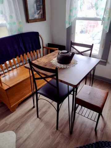 Kitchen Dining Room Table and Cushion Chairs, Dinette Sets, Space Saving, Retro Brown