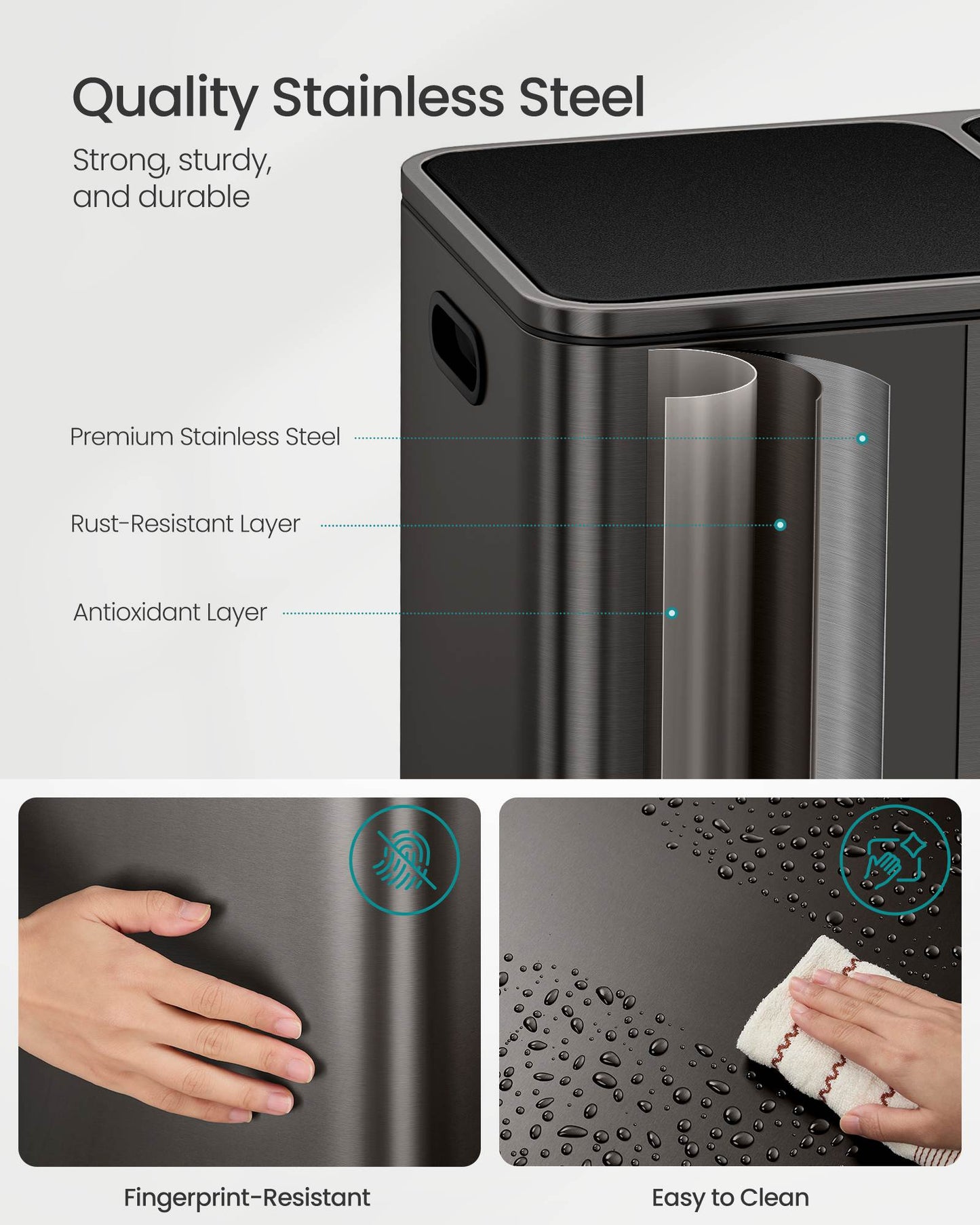 2 x 10.6 Gallon (2 x 40 L) Trash Can for Kitchen