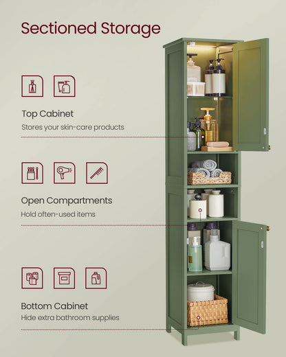 Tall Bathroom Cabinet with Lights - HWLEXTRA 