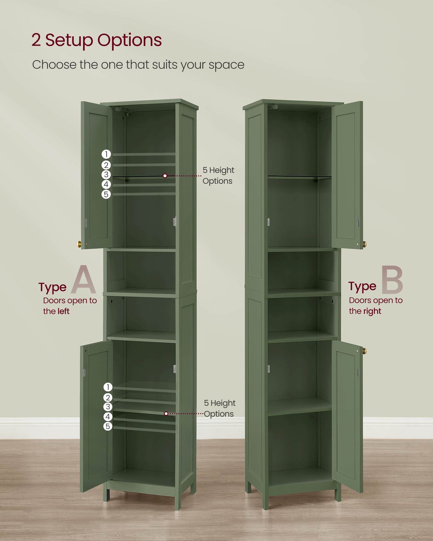Tall Bathroom Cabinet with Lights - HWLEXTRA 