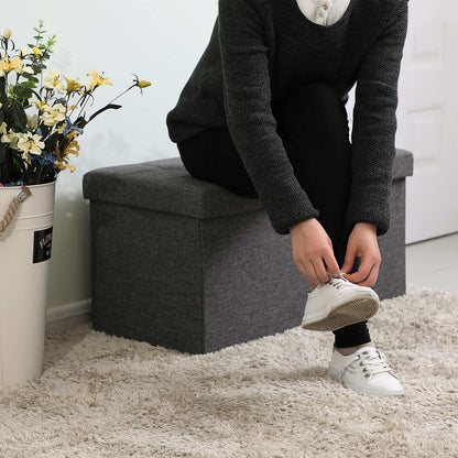 80L Linen Look Ottoman - image 3