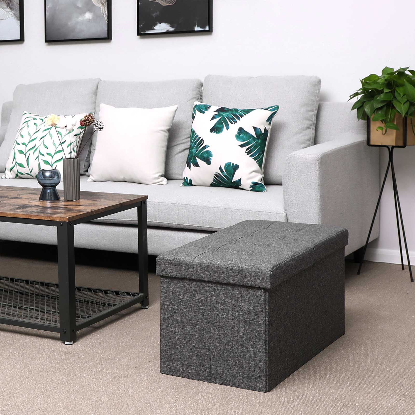 80L Linen Look Ottoman - image 4