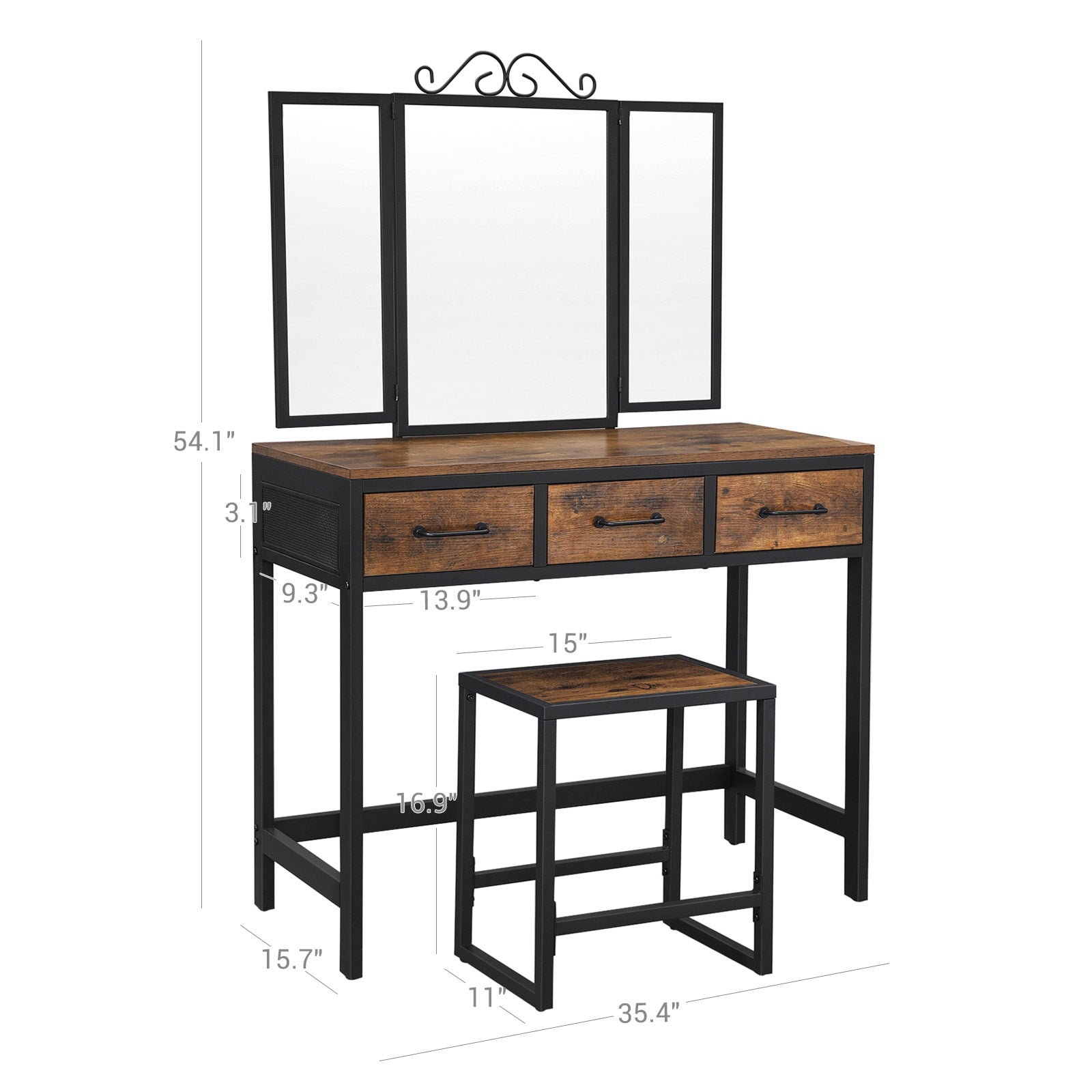 Vanity Table and Stool Set - image 9