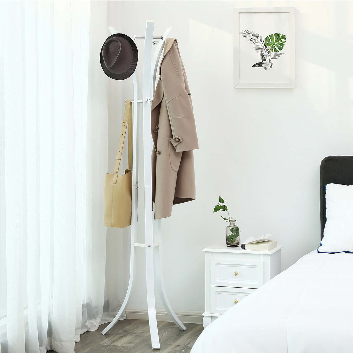White Freestanding Coat Rack — 176 cm