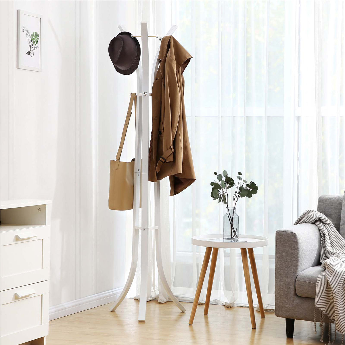 White Freestanding Coat Rack — 176 cm
