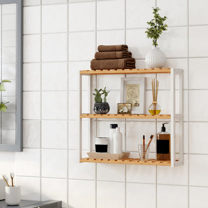 Bamboo Bathroom Shelves, 3-Tier Adjustable Layer Rack, Bathroom Towel Shelf