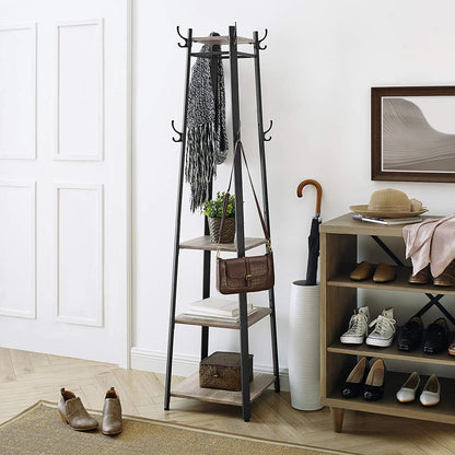 Coat Rack |Hall Trees | Coat Stand with 3 Shelves - HWLEXTRA 