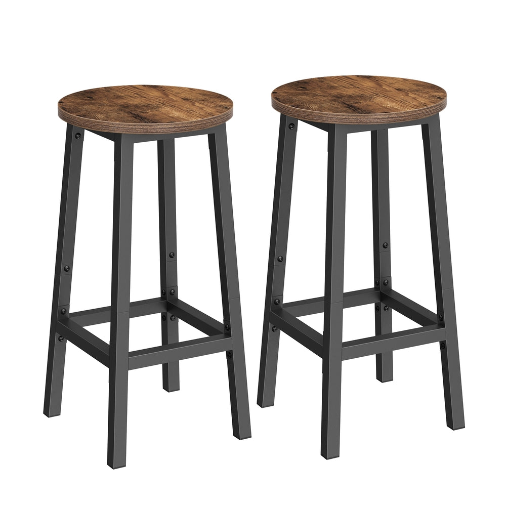 Rustic Brown and Black Bar Stools — Set of Two, 65 cm