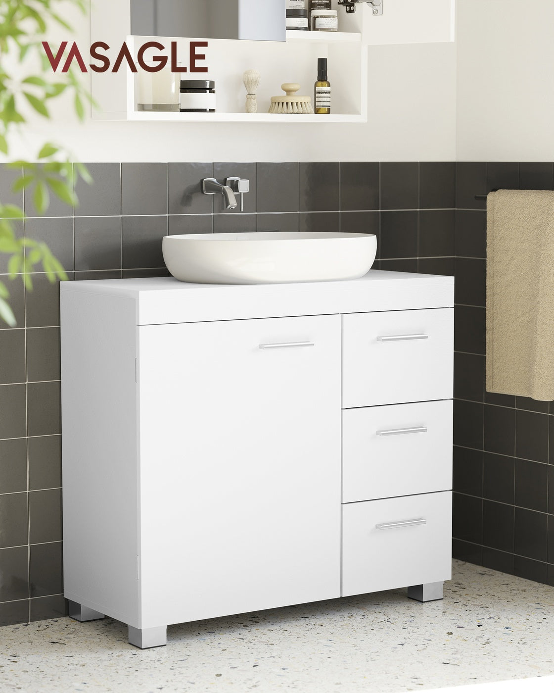 Under-Sink Bathroom Cabinet, 30 x 70 x 64 cm, Cloud White - image 3
