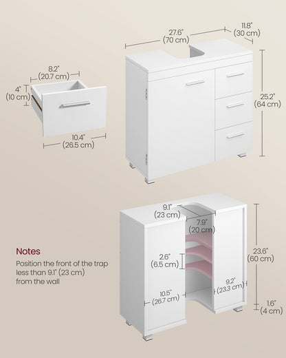 Under-Sink Bathroom Cabinet, 30 x 70 x 64 cm, Cloud White - image 8