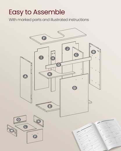 Under-Sink Bathroom Cabinet, 30 x 70 x 64 cm, Cloud White - image 10