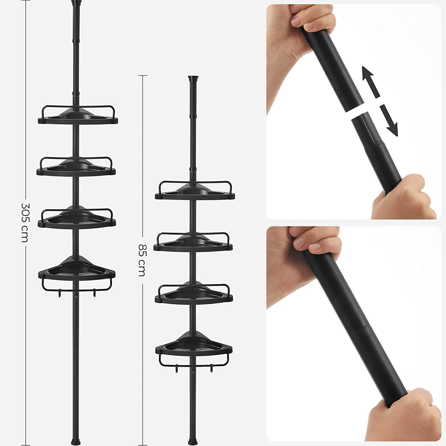 Black Adjustable Corner Bathroom Shelf - image 6