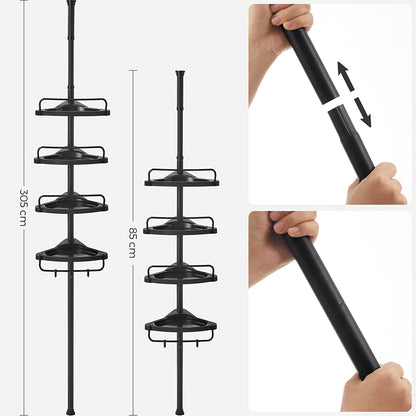 Black Adjustable Corner Bathroom Shelf - image 6