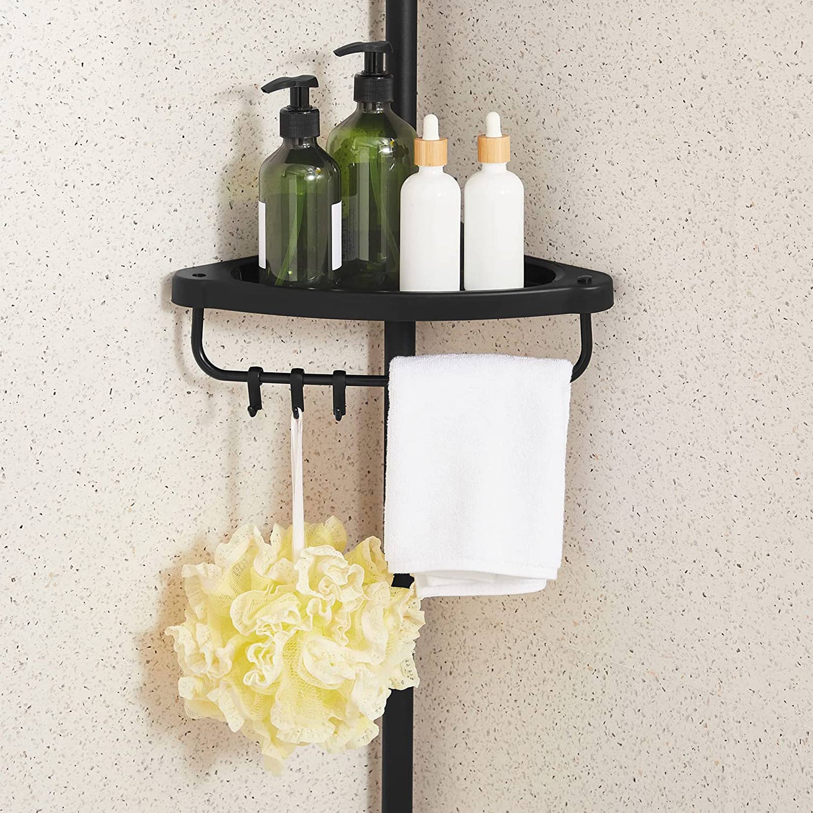Black Adjustable Corner Bathroom Shelf - image 8