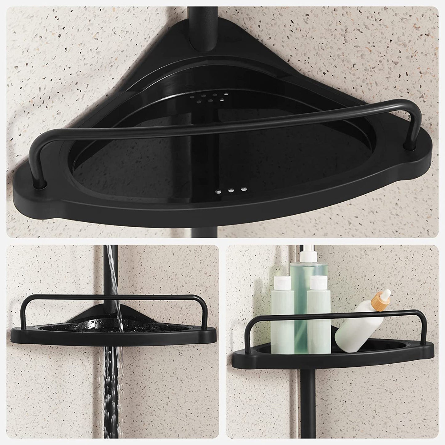 Black Adjustable Corner Bathroom Shelf - image 9