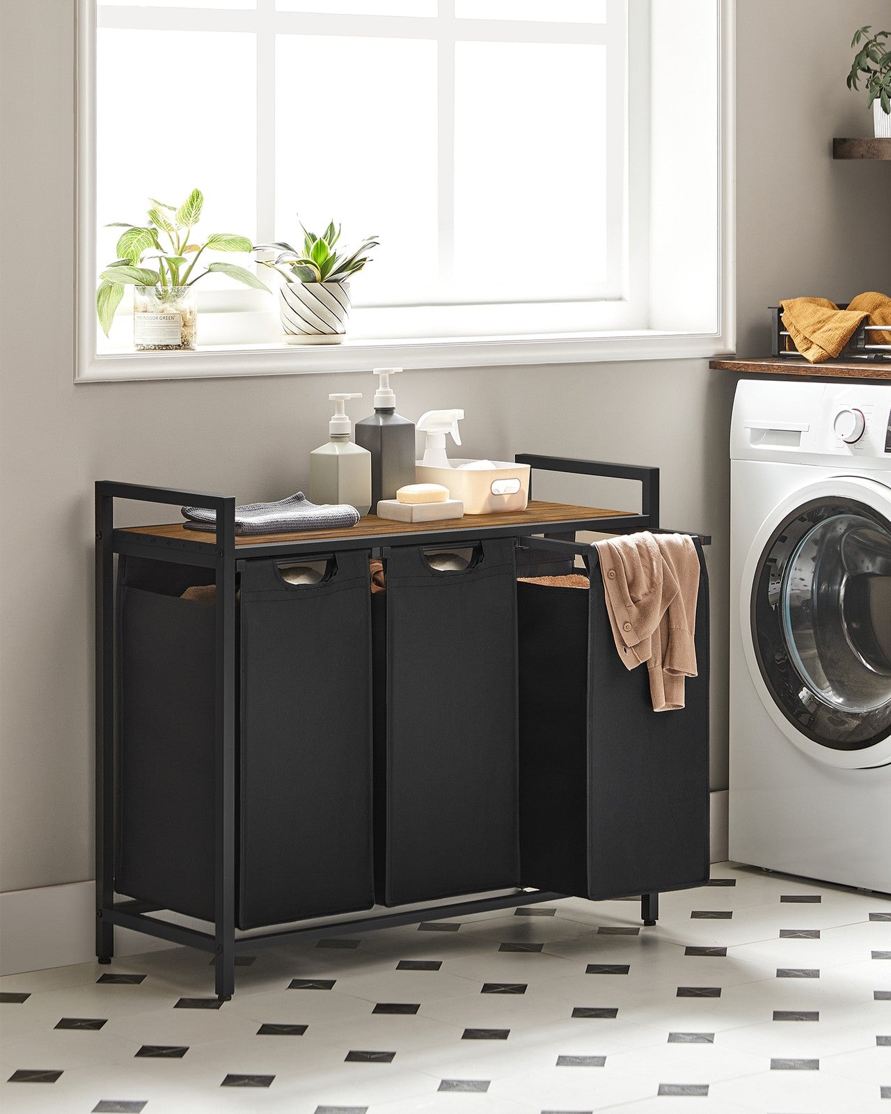 Laundry Basket with 3 Pull-Out and Removable Bags - image 10