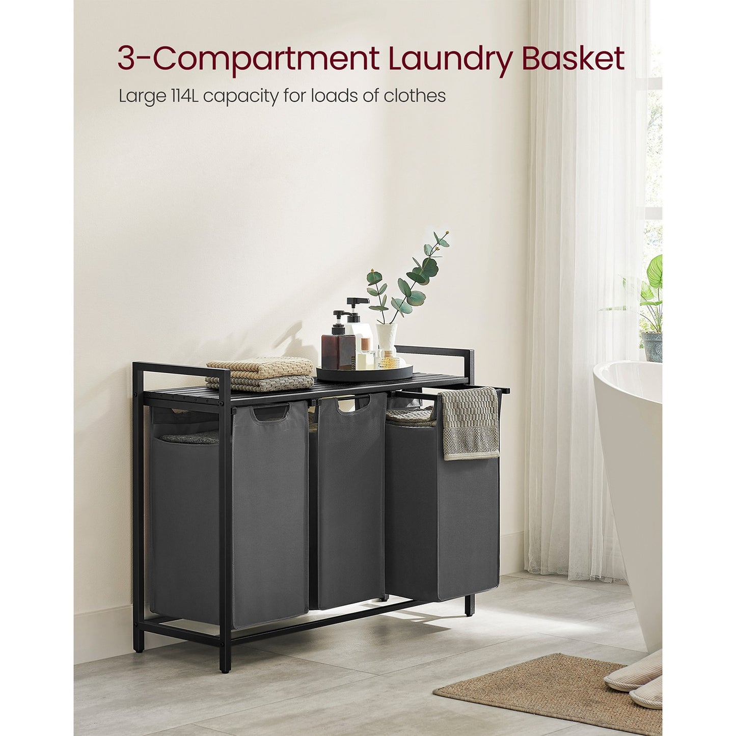 Laundry Basket with 3 Pull-Out and Removable Bags - image 17