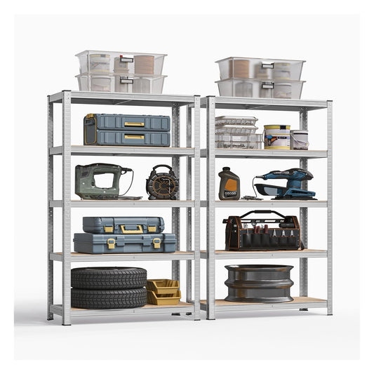 Set of 2 Silver Garage Shelving - image 1