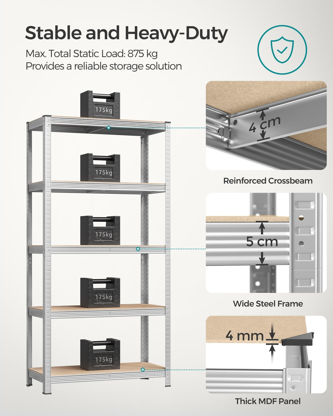 Set of 2 Silver Garage Shelving - image 3