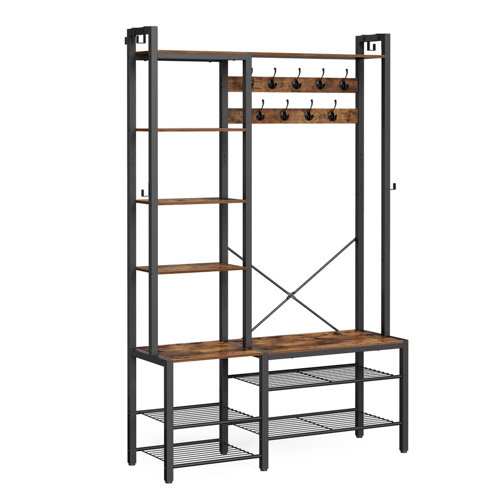 9 Hook Coat Rack with Shoe Bench - image 2
