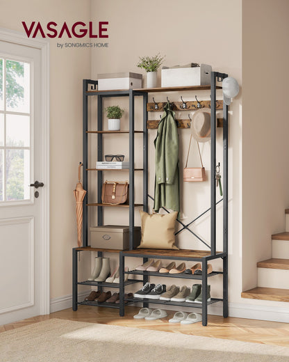 9 Hook Coat Rack with Shoe Bench - image 3