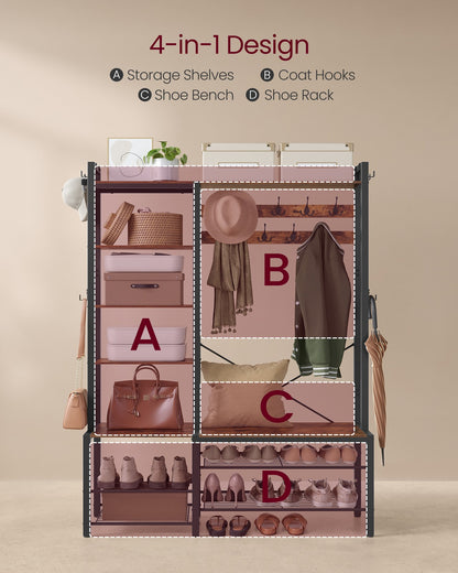 9 Hook Coat Rack with Shoe Bench - image 5